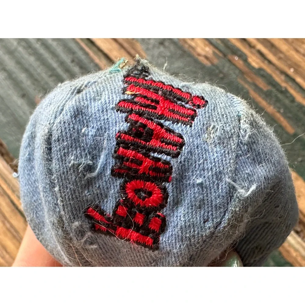 Vintage OshKosh Bgosh Denim Bean Bag Hacky Sack Blue Red Logo A3111